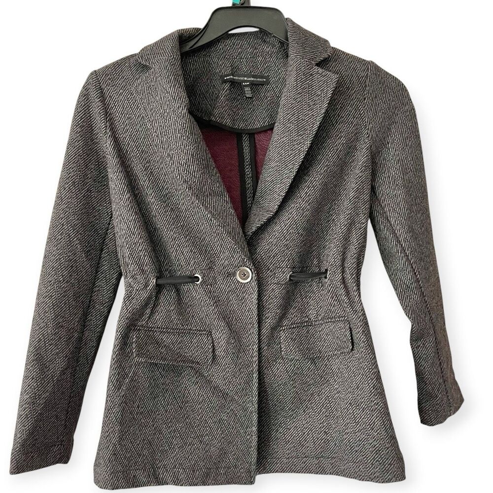 White House Black Market Blazer Jacket Sz XXSP Workwear Dark Academia Preppy - Picture 2 of 12